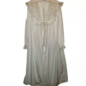Vintage Satin Bridal White Peignoir Lace Sequin Robe Size Medium